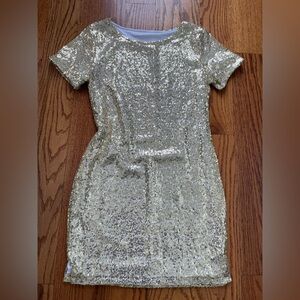 Gold Sequin Dress with Tee Shirt White Lining